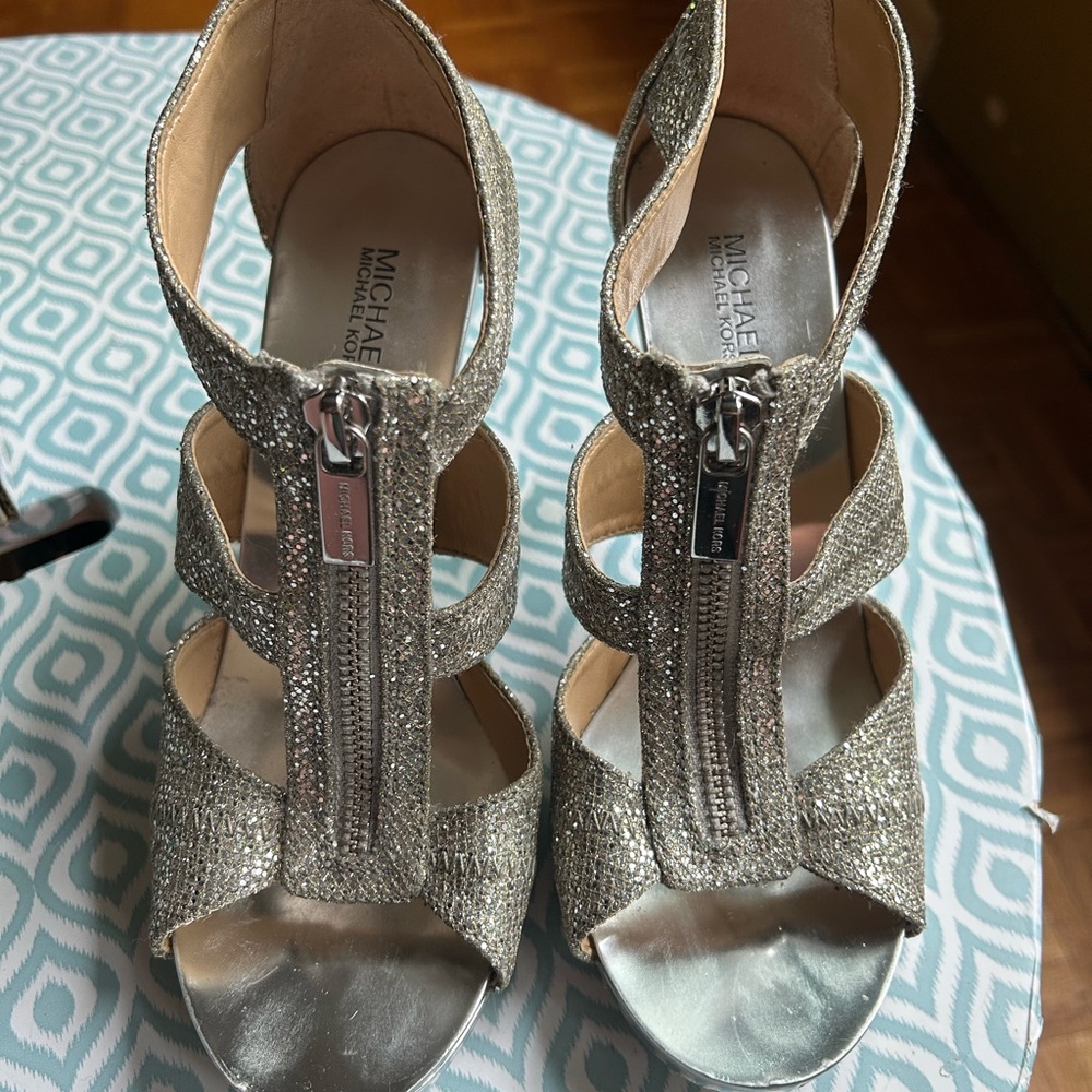 Michael Kors Silver Heels Elegant Design